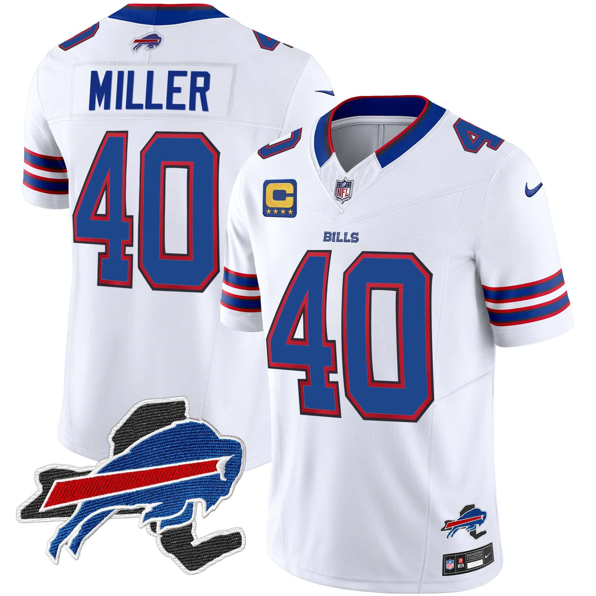 Men Buffalo Bills #40 Miller White 2024 Nike Patch Vapor Limited NFL Jersey